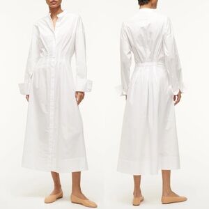 Staud Lorenza Long Sleeve White Midi Dress